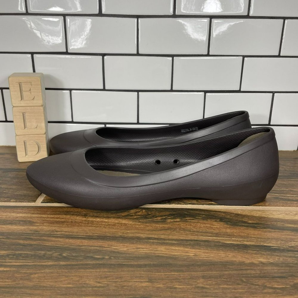 CROCS Lina Women's Size 10 Shoes Brown Iconic Comfort Slip On Ballet Flats
